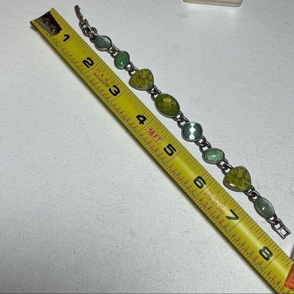 Pewter and green enamel bracelet - Picture 11 of 12